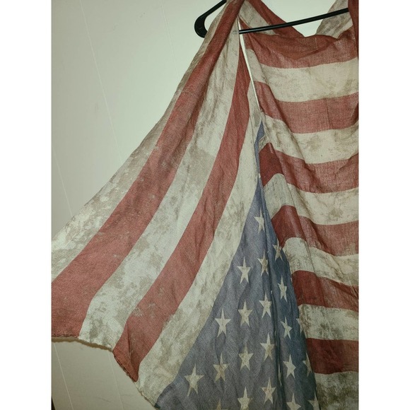 American Flag Print Cardigan One size Sleeveless Open Front (AI) - Picture 3 of 5